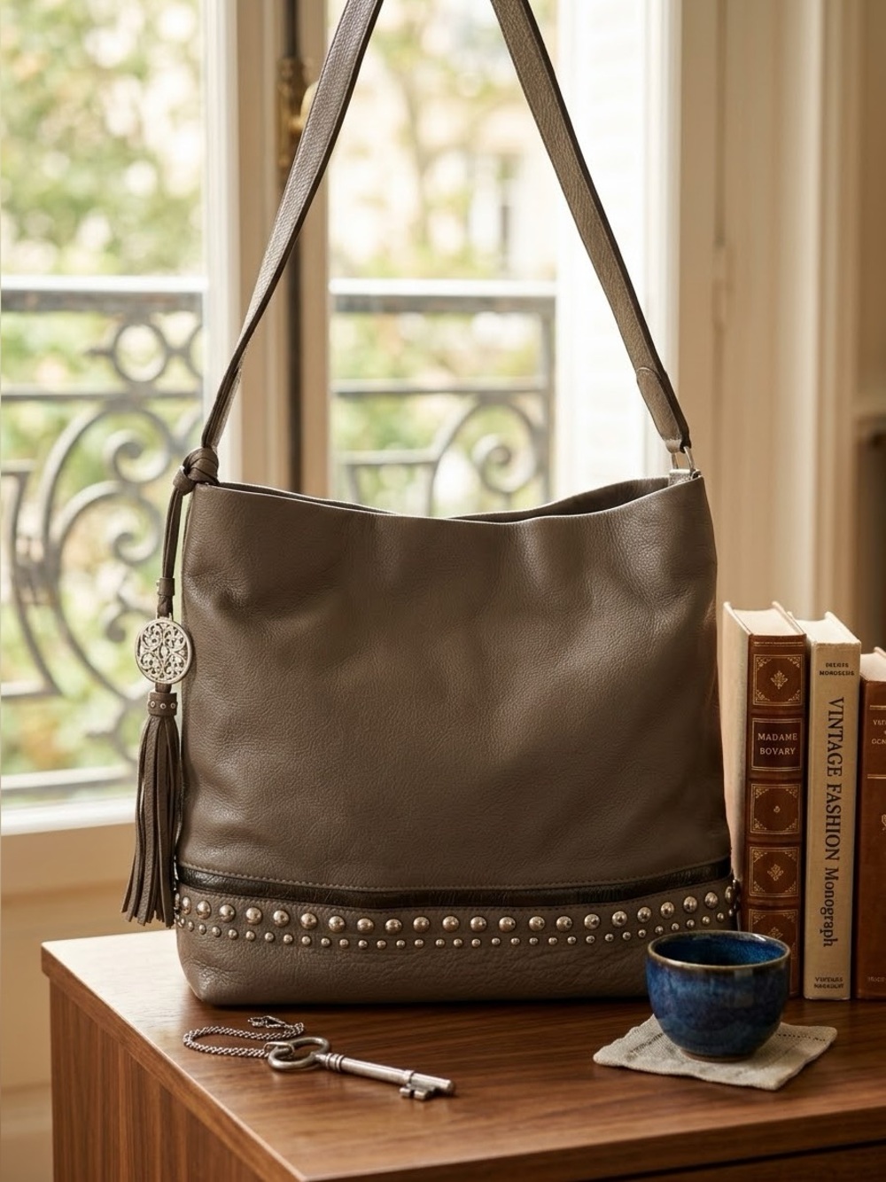 Brighton Max Soft Hobo Handbag Taupe/Dove Gray